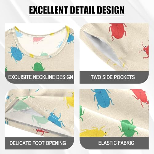 Pajama Short Sets Colorful Bugs on Background Soft Cotton Summer Sleepwear 2 Piece PJS Size 5-14T3