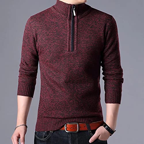La mode masculine à Col en 1/4 Pull col Zippé à Manches Homme Coton Tricoté – vue 2