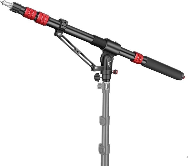 FreeSea MT-H2 Tripod Extension & Boom Arm Aluminum Heavy-Duty Stand Arm | 27.6"-80" Adjustable Tripod Boom Arm, 4.4lb Load, Telescopic Tail, for C-Stand Flash Softbox