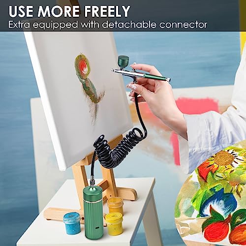 Airbrush Rechargeable Cordless Airbrush-Kit Compressor - 30PSI High Pressure Airbrush Gun with Hose Wireless Air Brush for Model Painting,Makeup,Barber, Nail Art, Cake Decor - Thumbnail 2