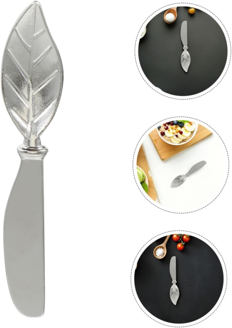 4pcs Alloy Butter Spreader Knives Small Cheese Spreader Set with Leaf Design for Appetizers and Charcuterie Boards