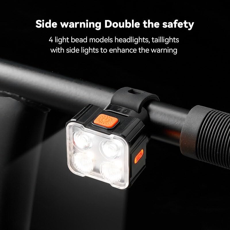 Lampe de vélo rechargeable USB lanterne VTT phare arrière avec 4-6 perles de type C