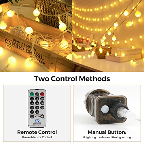 LED Lichterkette Strombetrieben,27M Lichterkette Kugel warmweiß mit Stecker für Außen und Innen,IP65 Wasserdicht Lichterketten mit Dimmbar Fernbedienung,Ideal für Zimmer,Weihnachten,Party,Garten