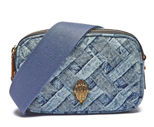 Image of Kurt Geiger London Two-Zip Kensington Denim Woven Camera Crossbody Bag