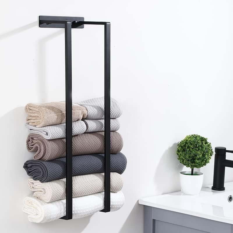 Porte-serviettes argenté mural pour grands draps de bain