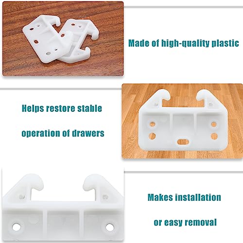 Litoexpe 20pcs Plastic Drawer Guides, Rear Drawer Track Guide Replacement, Center Mount Dresser Drawer Guide Brackets for Dressers, Hutches, Bedside Table and Drawer Systems (Without Screws)
