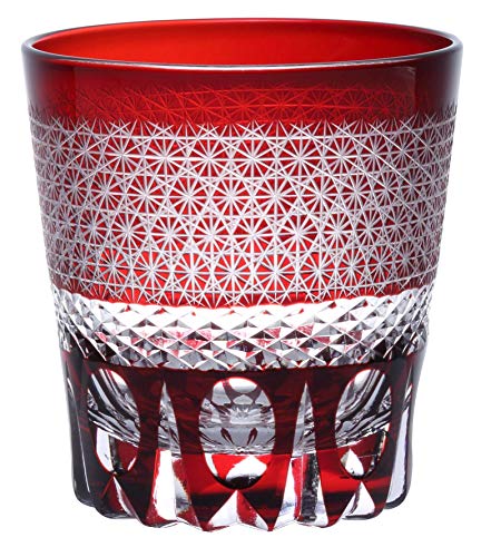 [QD-588] 切子 オールドグラス グラス コップ 伝統工芸 食洗器対応 (レッド)のサムネイル
