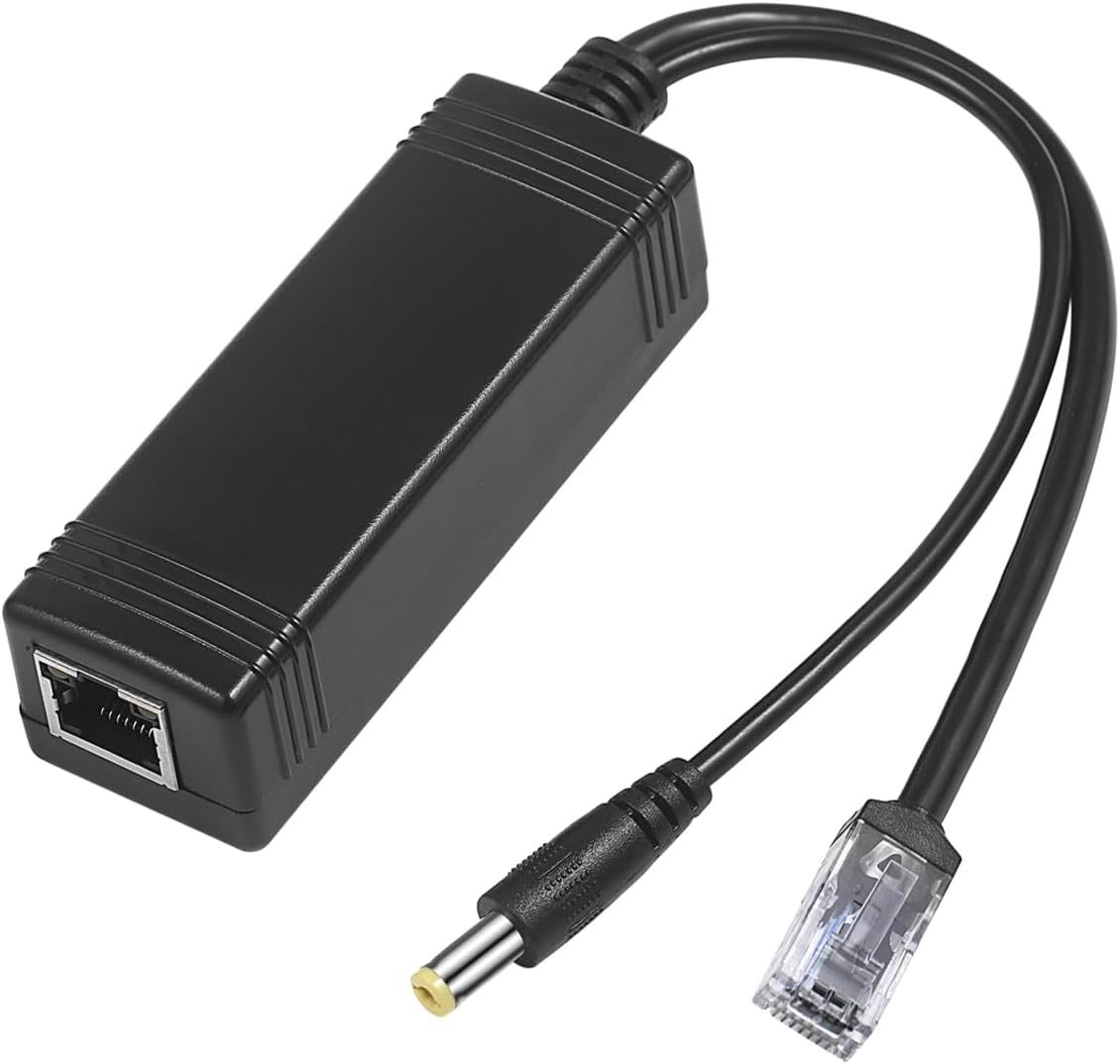 POE Splitter with PoE Output and 12V DC Output, Pass-Through Power Over Ethernet, IEEE 802.3af/at, 10/100Mbps Ethernet, for IP Cameras, Wireless AP (PD3008)