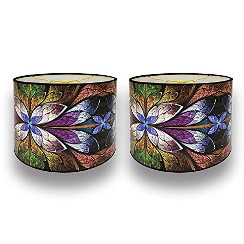 Image of Royal Designs, Inc. Trendy Decorative Handmade Drum Shade, Made in USA, 10in, HBC-8040-10-2, Purple Lotus - 2 Pk