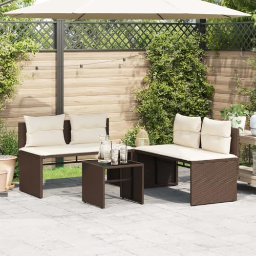 Salon de jardin résistant aux intempéries en polyrotin marron