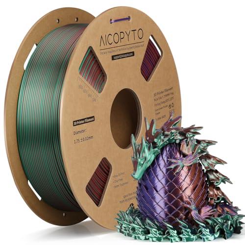 Image of 3D Printer Silk PLA Filament 1.75mm, Shiny Triple Color Green Purple Cooper, Dimensional Accuracy + /- 0.02 mm, 1KG (2.1lbs) /Spool Easy to Print for Most FDM 3D Printers