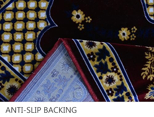 Image of Janamaz Prayer Mat - Turkey Soft Velvet Namaz Mat | Premium Aasan for Daily Salah, Janimaz Namaz, Comfortable & Durable Prayer Mat | 44x27 Inch, (12)