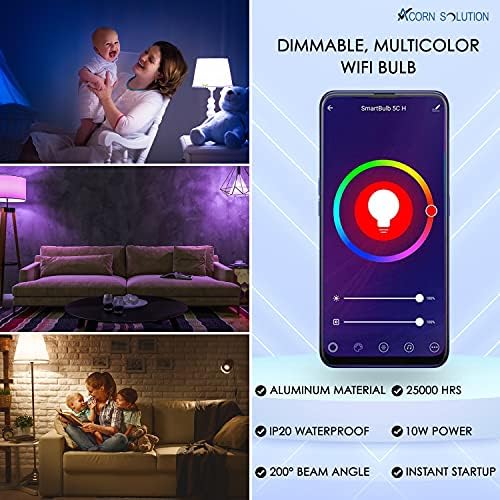 AcornSolution 2 Pack Alexa Smart Bulb WiFi Light Bulbs B22 Bayonet,10W 1000LM, App or Voice Control, Dimmable White and RGB Colour Changing Light Bulb Pack of 2
