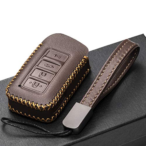 Image of Vitodeco Genuine Leather Smart Key Fob Case Cover Protector Compatible for Lexus UX, NX, RX, GX, LX, is, ES, GS, LS (2014-2021) - 4-Button, Brown (Pack of 2)