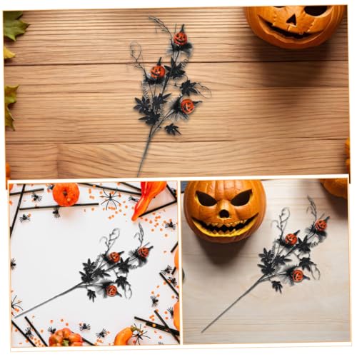 Ramas artificiales de arce negro con calabazas estacionales para arreglos góticos de Halloween 4