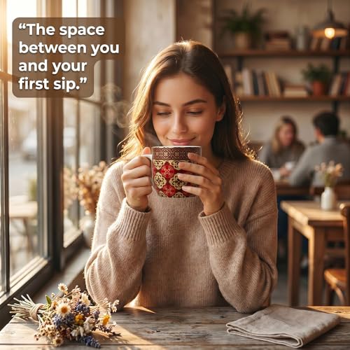 Image of U.P.C. Premium Bone China Ceramic Coffee Mug Set of 6 with 6 Coasters | Designer Tea & Coffee Cups |Printed Ceramic Mug Set | Tea Cups for Home,Office.