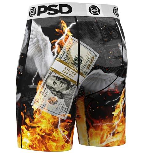 PSD Mens Boxer Briefs - Fly Money, 7 Inch Inseam, Moisture-Wicking, 4-Way Stretch, Boxer Briefs for Men Pack2