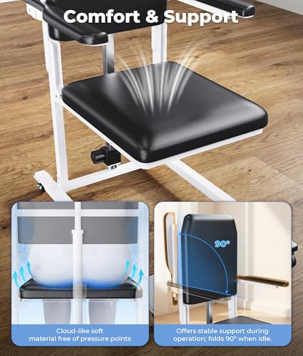 Image of Electric Chair Lift with 4 Wheels and PU Cushion, Get Up from Floor Lift for Elderly, 573 LBS, Safety Seat Belts and Handrails, Suitable for Home or Care Facilities Use