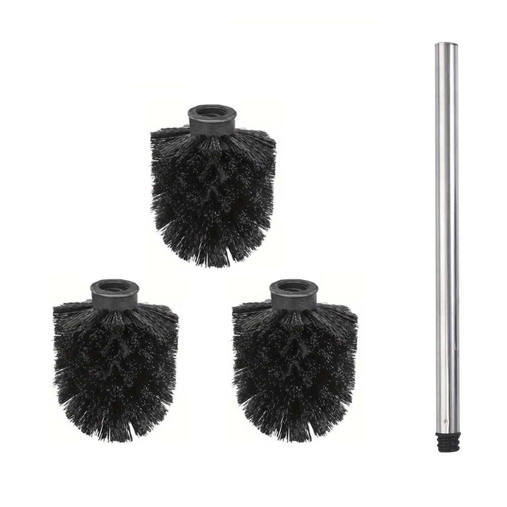 Aundhegrtt Detachable Scrub Brush with Stainless Steel Handle Replacement Heads for Toilet Bowl Cleaner, Duty Grade