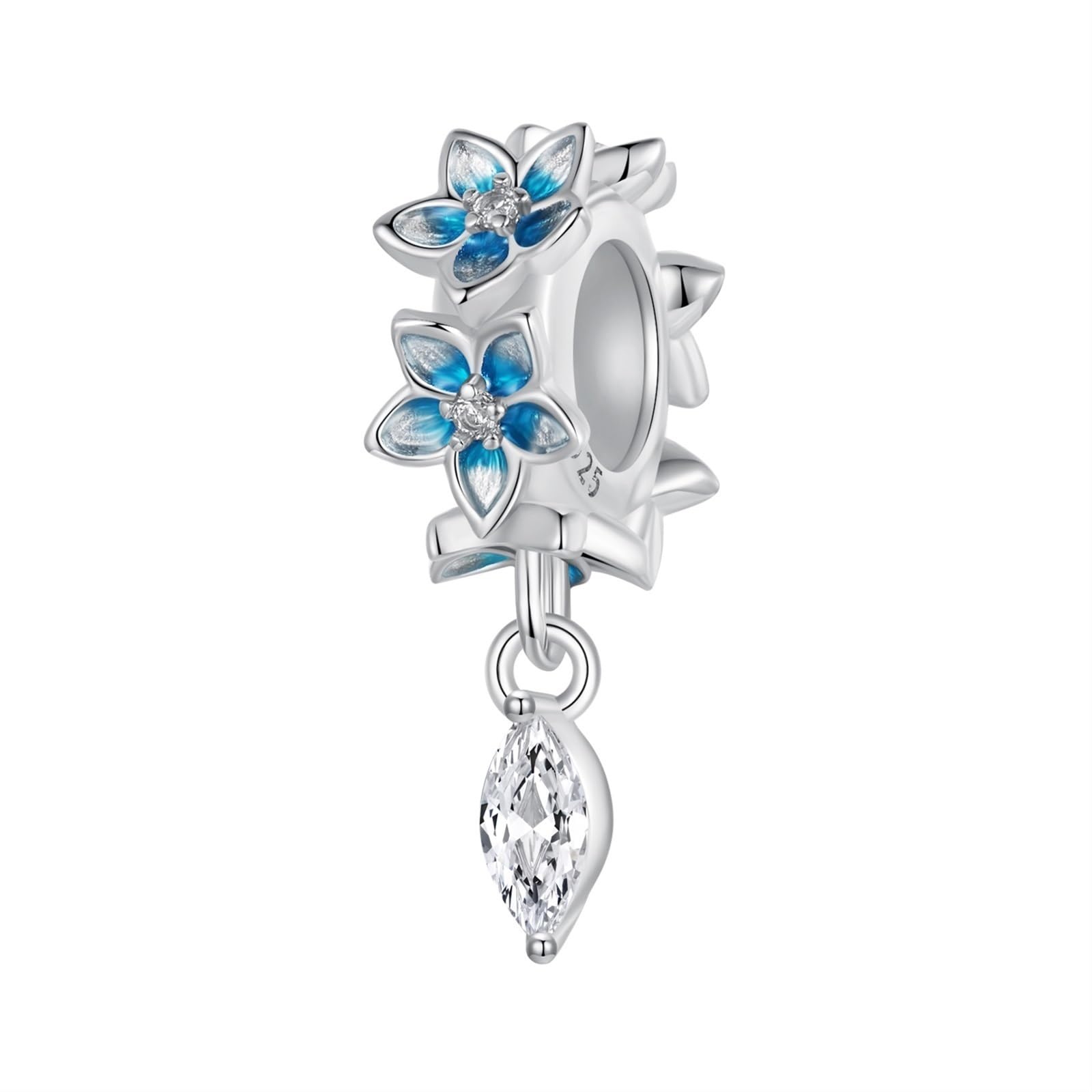 Dijes de plata 925 de flores y mariposas esmaltadas para pulseras 8