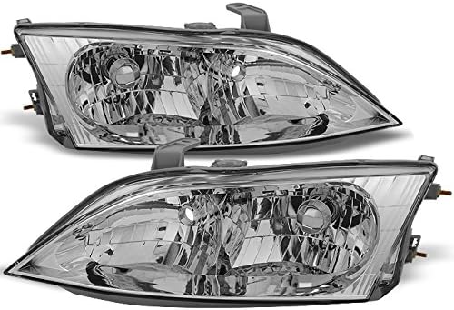 AKKON - For Lexus ES300 Chrome Clear Halogen Type Headlights Front Lamps Replacement Pair Left + Right