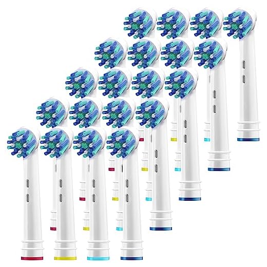 Cabeças de escova de substituição para Oral B - Pacote com 20 cabeças de escova de dentes elétricas genéricas cruzadas para escovas de dentes Oralb Braun - Compatível com a maioria das bases Oral-B - Cerdas de ação de qualidade