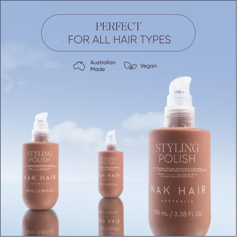 NAK Signature Styling Polish Serum 100ml - Frizz Control & Shine for All Hair Types with Peptides & Vegan Complex