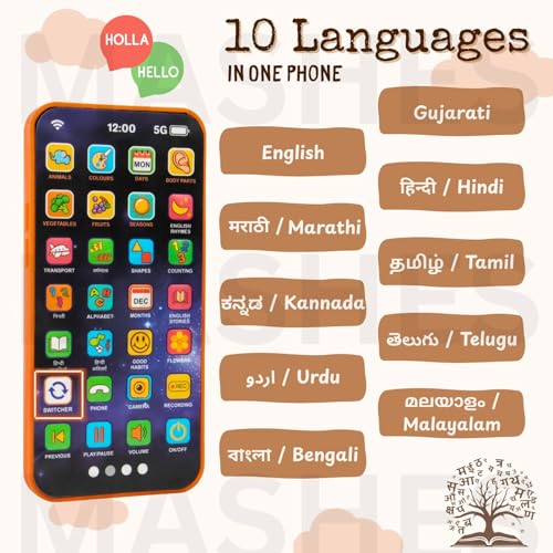 Image of Mashes Educational Phone Toy for 2-12 Years Kids Rechargeable 28 Functions Talking Baby Smart Phone Mobile Toy for Boys Girls Christmas Gift Birthday Surprise