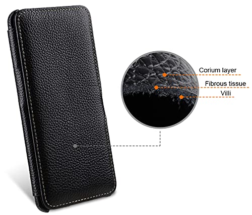 STILGUT Book Case Compatible with OnePlus 9 Leather Case with Clip Closure, Leather Case, Flip Case, Mobile Phone Case - Black - Image 4
