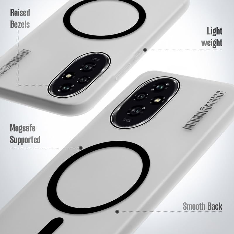 Image of Mr. Case Back Cover for Honor 200 5G Elegant Frosted White Translucent Back | Only Compatible with Wireless Magnetic Accessories | Anti-Scratch Shockproof Phone Case - Black