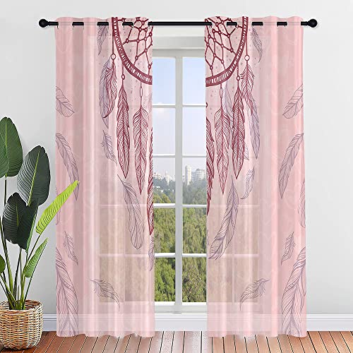 Hiseng Voile Vorhänge mit Ösen Durchsichtig Halbtransparent Ösenvorhang...
