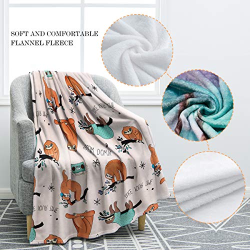 Jekeno Sloth Throw Blanket Smooth And Soft Blanket For Sofa Chair Bed Office Travelling Camping 50"X60" #TOP1