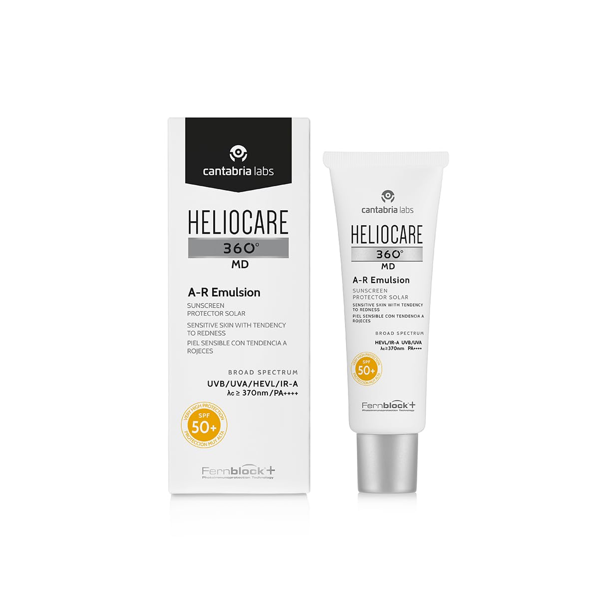 Cantabria Labs - Heliocare 360º MD A-R Emulsión SPF 50+ - 50 ml - Fotoprotector Facial - Piel Sensible con tendencia al enrojecimiento - Ayuda a reducir las rojeces y unifica el tono.