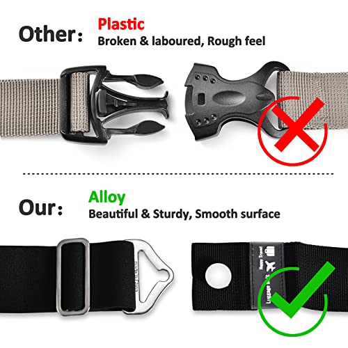 2-In-1 Travel Belt Luggage Straps Over Handle For Carry On Bag,Zzm Elastic Add A Bag Bungees Luggage Belt Suitcases Adjustable With Alloy Buckle, Hands-Free For Airport,Trip,Boarding #TOP3