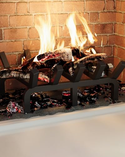 GarveeTech Fireplace Grate 17 Inch, Heavy Duty 3/4\" Solid Steel Log Grate with 6 Support Legs, 5 Bars Powder Coated Firewood Burning Rack Holder for Indoor Outdoor Fireplace & In-ground Firepit - Thumbnail 6
