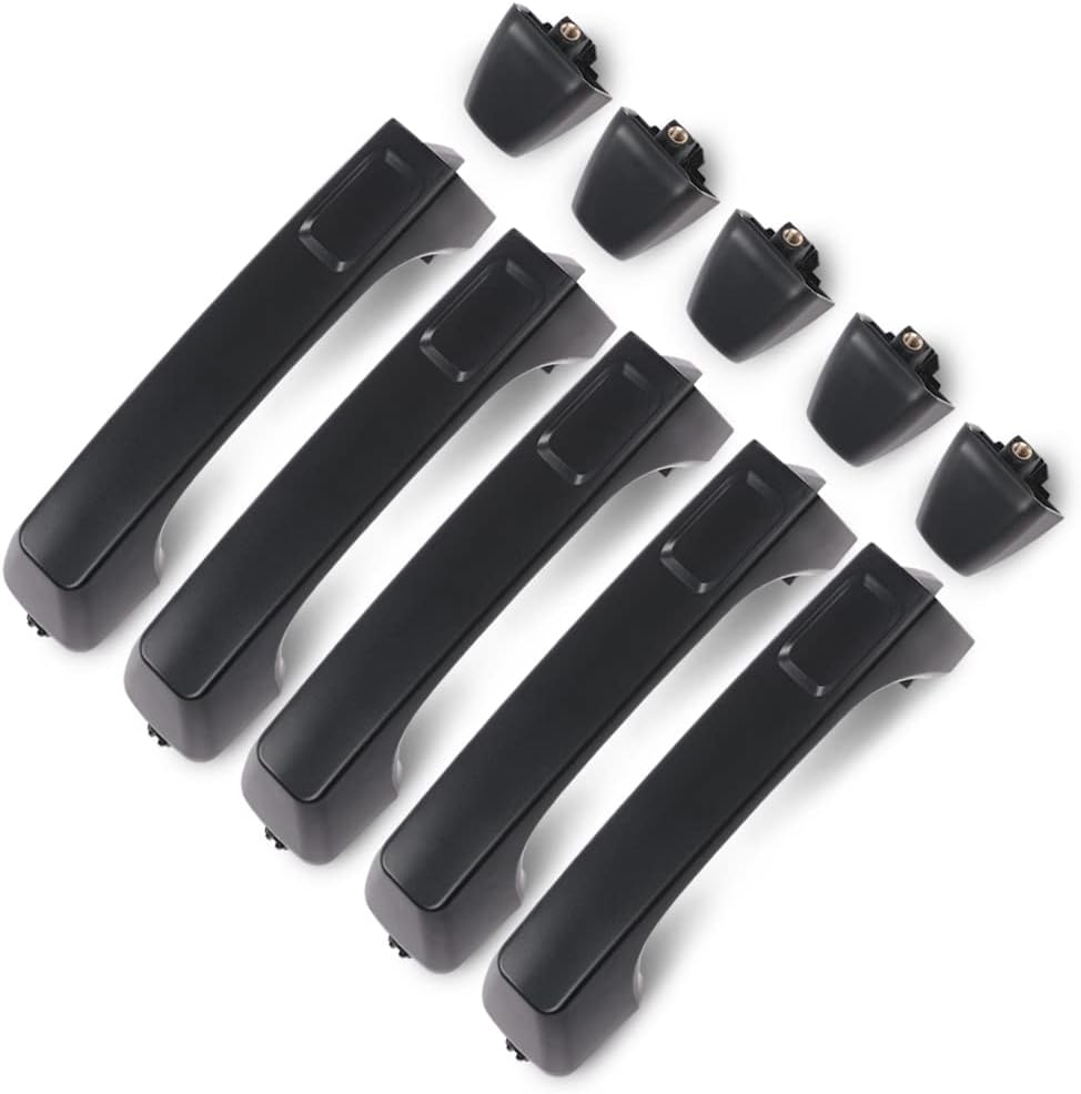 Door Handle Black Exterior Outside Front & Rear Set of 5 Compatible with Hummer H3 H3T 2006-2010, 15296933, 15794314, 25957909, 25957911, 83403