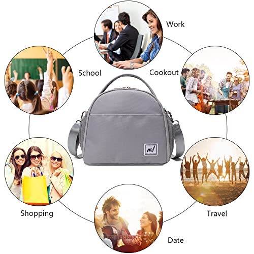 Kids Lunch Bag Insulated Cooler Bag For Women Girls Nylon Waterproof Lightweight Lunch Box Organiser (Grey) #TOP3