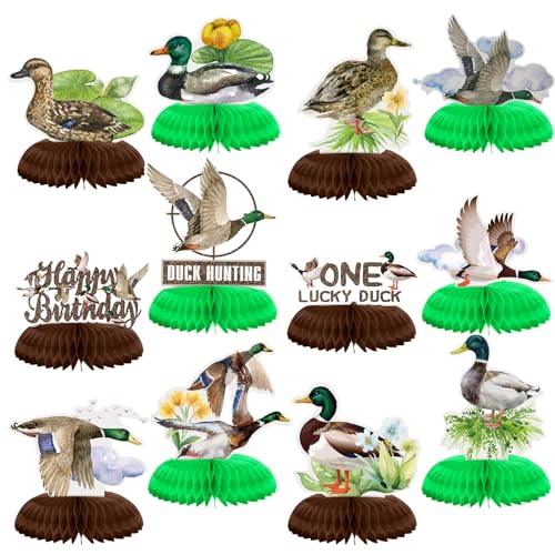 Décoration canard colvert nid d'abeille : lot de 12 centres de table au design soigné pour enfant