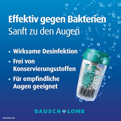 Bausch + Lomb EasySept Peroxidlösung - Kontaktlinsendesinfektions-Lösung für weiche Kontaktlinsen, Einstufen-Peroxidsystem mit Behälter, 3er Pack, 3 x 360 ml