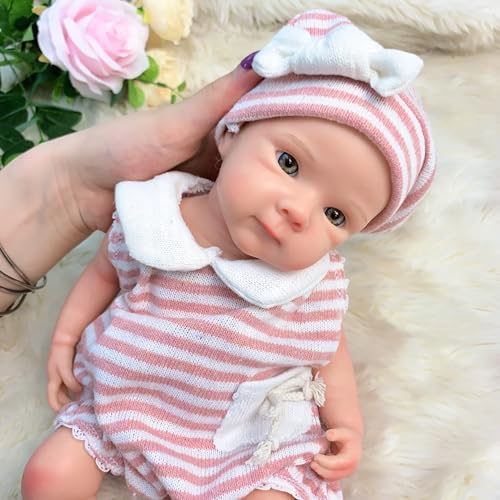 Muñeca Reborn bebé silicona 13 pulgadas realista miniatura 4