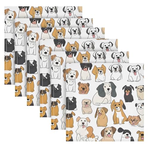 Servilletas de Tela ALAZA Perros Multicolor 6 pzas 20x20 pulg miniatura 2