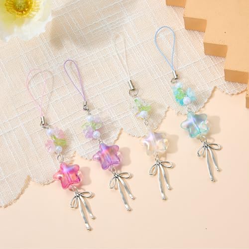 BEEFLYING Cute Star Flower Cell Phone Charm Strap for Case, 4 Pcs — view 2