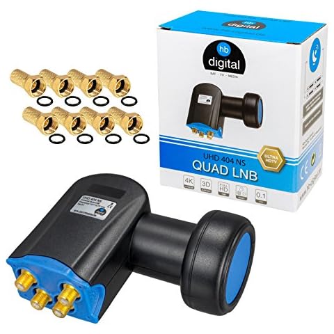 Set de LNB cuádruple HB-DIGITAL con protección contra la intemperie y contactos chapados en oro Cover