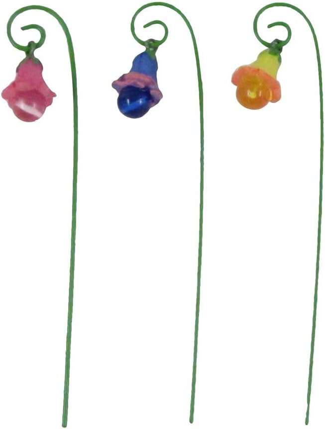 3pc Miniature Glow in the Dark Flower Pick Stand Set Fairy Garden Landscape Accessory Dollhouse Decor image 3