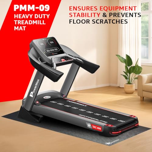 Image of PowerMax Fitness PMM-09 High-Density Treadmill Mat | SBR & PU Synthetic Material | Anti-Slip Surface, Shock Insulation, Noise & Vibration Reduction | Protects Floor & Gym Equipment | Easy-to-Clean