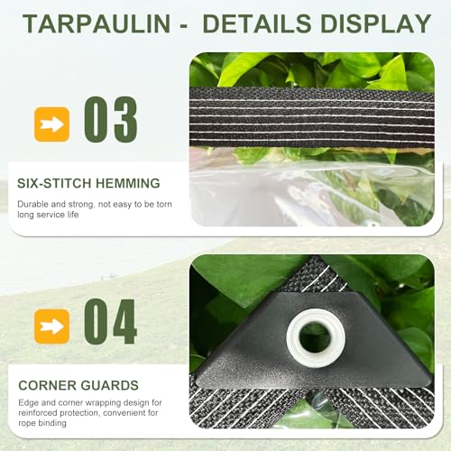Image of Clear Tarps Heavy Duty Waterproof 8x14ft Clear Tarp with Grommets 14 Mil Thickened PVC Tear-Resistant Reinforced Edges Clear Plastic Vinyl Tarp for Patio Chicken Coop Cover Greenhouse Plant Enclosure