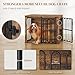 HEXCELEN Hundekäfig-Möbel aus Holz, 81 cm Hundebox für Zuhause, Hundekäfig mit 2 Türen, Schiebetüren, für Kleine, Mittlere Hunde, Robuster, Beistelltisch, 81 × 55 × 62,4 cm, Braun