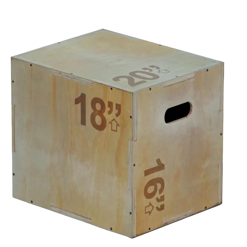 HOME GYM DEALS 3 in 1 Plyo Box - Soft Foam or Wooden Jump Box for Fitness (Wooden Plyo Box, S - 16″ × 18″ × 20″)