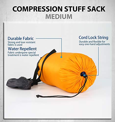 Litume Compression Stuff Sack, Water Resistant Lightweight Sleeping Bag Compression Sack with Drawstring Closure for Camping, Hiking, Backpacking, Traveling, 6L, 8.5L, 10L, 13L (Orange/Medium-8.5L) - Thumbnail 5