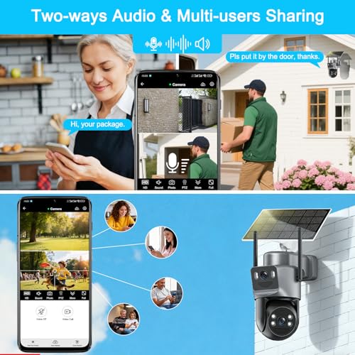 Abiso 4K Solar Security Camera Outdoor Wireless, 5GHz/2.4GHz WiFi 360° PTZ Cameras for Home Security with Dual Lens, PIR Motion Detection, Auto Tracking, Siren, Color Night Vision, 2-Way Audio, IP66 - Image 6